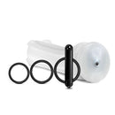 MSTR B8 Vibrating Stroker Pack Hand Cuff 5 Piece Set including textured sleeve, black vibrating bullet and silicone rings.