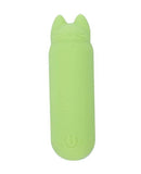 Maia Allie Rechargeable Mini Vibe Green in playful cat design, compact and body-safe for targeted stimulation.