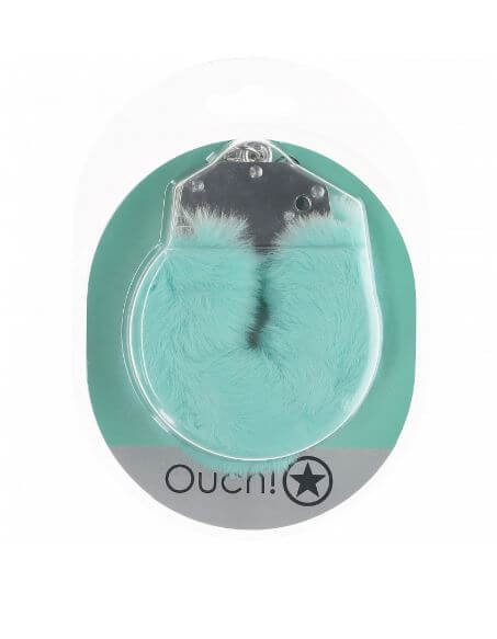 OUCH! HEAVY DUTY FLUFFY HANDCUFFS - POWDER GREEN-0