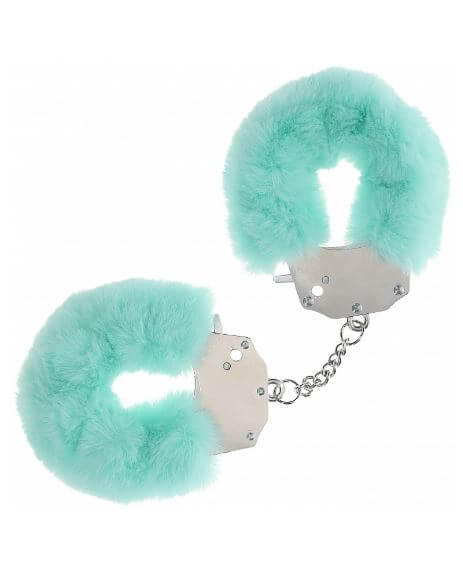 OUCH! HEAVY DUTY FLUFFY HANDCUFFS - POWDER GREEN-1