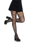 Leg Avenue Doll Net Tights One Size Black highlighting the unique fishnet design with swirls and dots.