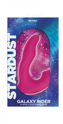 Stardust Galaxy Rider G-Spot and Clit Stimulator Pink packaging showcasing its vibrant design and features.