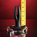 Gender X Spread The Love Vibrating Anal Plug with Remote Control Black displayed with a measuring tape for size reference.