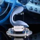 Gender X Shifting Gears Rechargeable Grind Pad Vibrator Blue displayed elegantly on a pedestal with a stylish background.