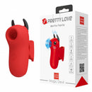 Pretty Love Magic Devil Finger Vibrator Red displayed with packaging side view.
