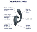 Product features of Satisfyer G For Goddess 1 Rabbit Vibrator Dark Grey including clitoral and G-spot stimulation.