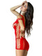 Sheer keyhole mini dress lingerie in red, featuring a stylish design with cutouts and alluring details for a seductive look.