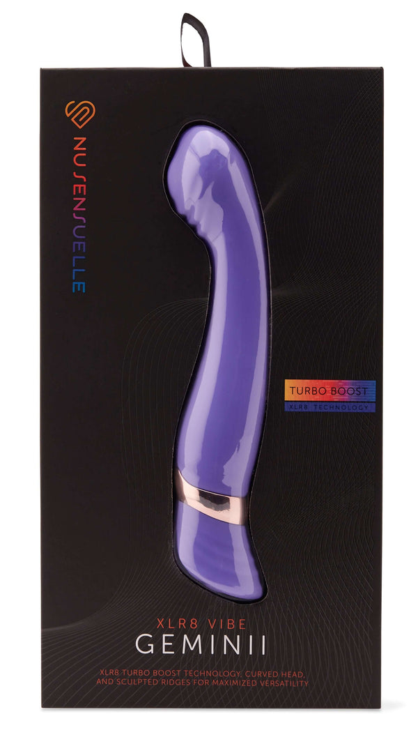 Nu Sensuelle Geminii XLR8 Ultra Violet Rechargeable G-Spot Vibrator with Turbo Boost technology.
