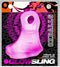 Glowsling LED Pink Ice Cockring package by Oxballs, featuring a vibrant pink LED lit cock sling made of super soft Plus+Silicone.