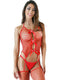 Sweetheart rhinestone bodystocking lingerie in red, featuring heart accents and a seductive design for alluring fashion.