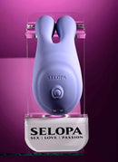 Selopa Handsy Rechargeable Vibrator Purple in packaging, designed for targeted stimulation and versatile pleasure.