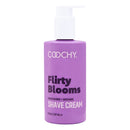 Coochy Shave Cream Flirty Blooms 8 Oz, moisturizing and soothing shave cream in purple packaging.