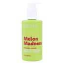 Coochy Shave Cream Melon Madness 8 Oz in bright green packaging, moisturizing and soothing for a perfect shave.