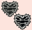 Barbed Wire Heart Pasties Reflective Nipple Covers by Pastease - Stylish and bold reflective heart-shaped nipple covers with barbed wire design.
