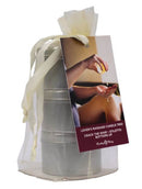 Earthly Body Valentine Candle Trio Bag with massage candles in organza, featuring Crack the Whip, Stiletto, Bottom's Up fragrances.