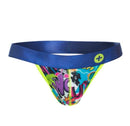 Male Basics Hipster Jockstrap Wow Medium featuring a colorful graffiti design with a blue waistband.