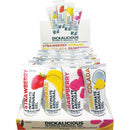Dickalicious Penis Arousal Gel 24 Piece Display featuring strawberry, banana, raspberry, and piña colada flavors.