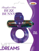 Purrfect Pets Vibrating Cock Ring Bunny in purple, featuring a bullet for enhanced pleasure in a playful design.