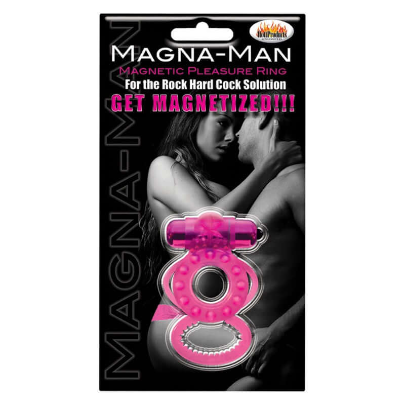 Magna Man Magnetic Pleasure Ring in magenta for powerful erections and intense orgasms by Hott Products.