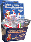 Jingle Balls Holiday Ring Pops Display 12 Pc featuring festive penis-shaped candy cane pops in eye-catching packaging.