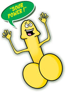 Hott Products Sour Pecker Patch Candy Display 12 Pieces fun cartoon character with a humorous message.