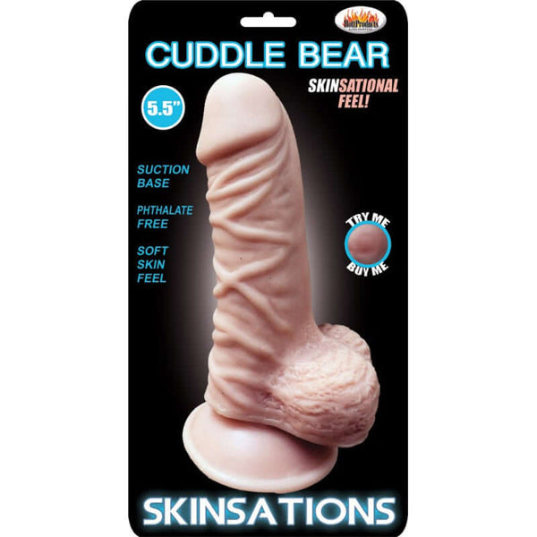 Skinsations Cuddle Bear 5.5 Inch Realistic Dildo with Suction Cup in Packaging – Ultra-Realistic Soft Skin Feel for Lifelike Pleasure