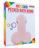 Hott Products Rainbow Pecker Bath Bomb in colorful packaging with a fun pecker shape design.