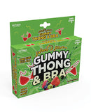 Sweet & Sour Edible Gummy Thong & Bra packaging with colorful design and candy details.