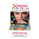 X-Rated Fun Gum Assorted Sayings 144 Piece Display with colorful gum balls and cheeky sayings.