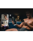 Kai Pro App-Controlled Sucking & Vibrating Male Masturbator with smartphone app in use.