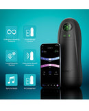 Kai Pro App-Controlled Sucking & Vibrating Male Masturbator with smartphone app interface and control options.