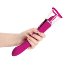 Honey Play Box Succion 3-in-1 Clitoral G Spot Vibrator Wine held in hand, showcasing its vibrant design and features.