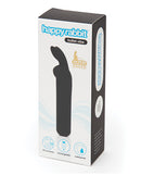 Happy Rabbit Rechargeable Bullet Black packaging featuring a sleek design and flexible ears for targeted clitoral stimulation.