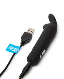 Happy Rabbit Rechargeable Bullet Black with USB charging cable for convenient use and portability.