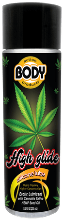 High Glide Erotic Lubricant 8.5 Oz - silicone-based lubricant with cannabis sativa hemp seed oil.