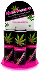 Hempleasure Female Stimulation Cream .5 Oz 6 Bottle Display with eye-catching design and infused with hemp seed oil.