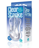 The 9's Clear Stroke Twister Masturbator, 5.25 inches, clear, with handle and finger grips, body safe TPE, phthalate free.