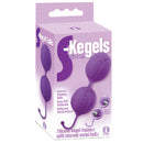 The 9's S Kegels Silicone Kegel Balls Purple packaging showcasing internal rotating balls and embossed floral pattern.