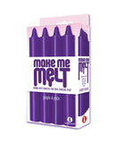 The 9's Make Me Melt Warm-Drip Candles Purple Pack of 4, perfect for sensual play with warming sensation.