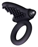 S-Bullet Vibrating Ring Tongue Black flexible silicone vibrating ring designed for shared intimacy and comfort.