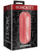 Jack-It Stroker Crimson Red masturbation device packaging, showcasing its soft, dimpled texture and ergonomic design for men's pleasure.
