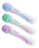 Paradise Illumination THE Wand Massager in three colors: blue, green, and purple, showcasing its innovative design.