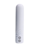 Paradise Illumination THE Bullet Vibrator in sleek white design with control buttons for pleasure enhancement.