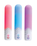 Paradise Illumination THE Bullet Vibrator in three colors: pink, blue, and purple with control buttons.