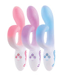 Paradise Illumination THE Rabbit Vibrator in pink, purple, and blue, showcasing elegant design and innovative features.