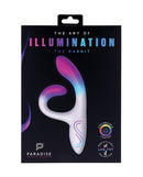 Paradise Illumination THE Rabbit Vibrator packaging featuring elegant design and customizable LED lighting.