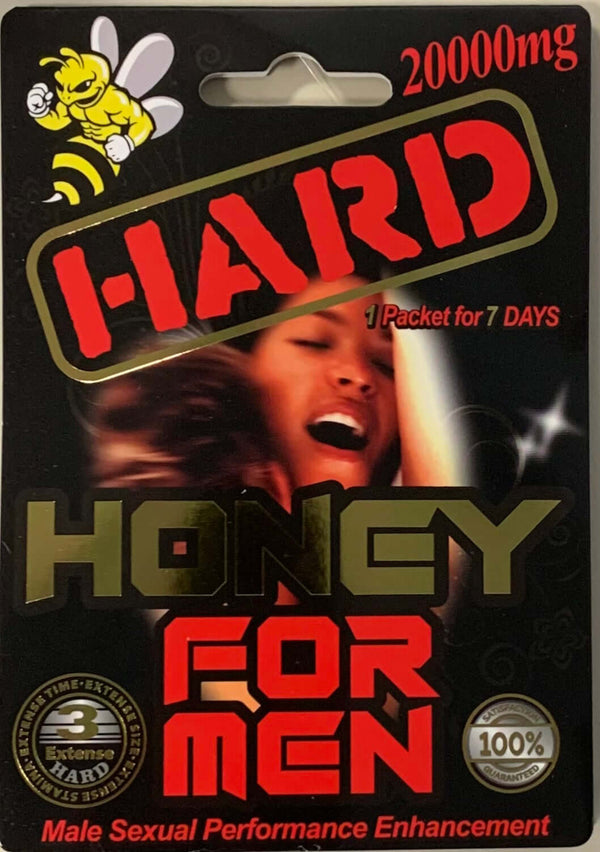 Hard Honey Capsules for Men 20000mg pack for sexual performance enhancement and stamina support.