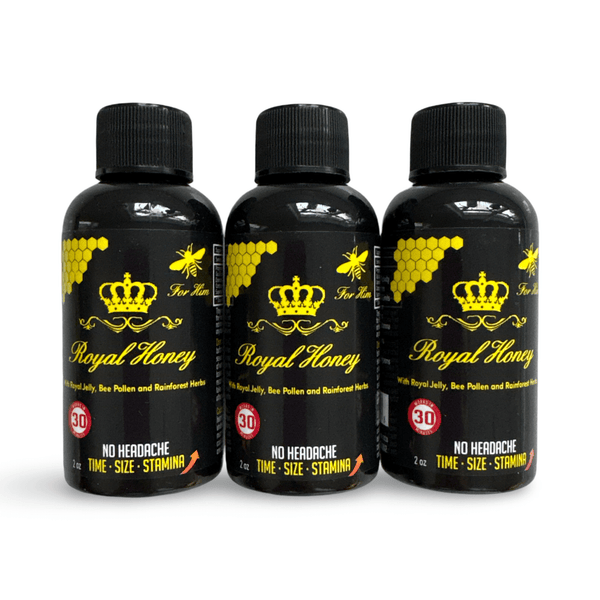 Royal Honey Herbal Drink 3 x 2 oz bottles, featuring premium honey and herbal ingredients for vitality and stamina.