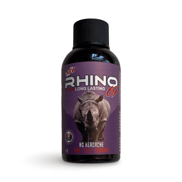 Rhino 69 Super Long Lasting Power Shot 2 oz herbal energy supplement for stamina and endurance.