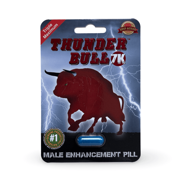 Thunder Bull 7K Mens Vitality Supplement Stamina Support packaging with male enhancement pill